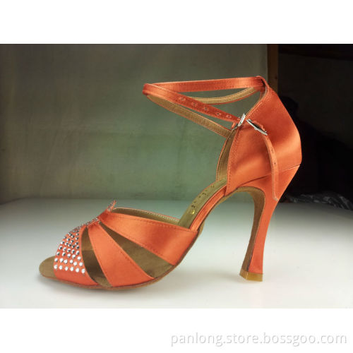 Orange Shine Crystal Lady Dance Shoes Latin Dress Shoe
